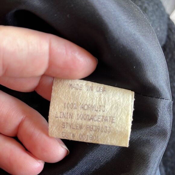 Monkey Wear vintage VTG tweed blazer suit coat jacket crochet flower black - Picture 9 of 12